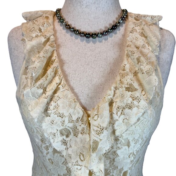 Banana Republic Tops - Share Banana Republic Lace RuffleSleeveless Blouse Size 8 Romantic Fairycore Cre